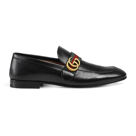 gucci leather loafer with double g and web|gucci interlocking g.